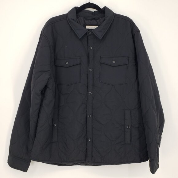 Goodfellow Quilted Lightweight Shirt Jacket XL Chore Shacket Snap Button Black - Picture 1 of 9